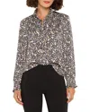 Nic + Zoe Nic+zoe Little Leopard Mock Neck Blouse In Multi