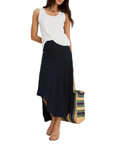 Nic + Zoe Nic+zoe Long Engagement Rumba Linen Blend Skirt In Black
