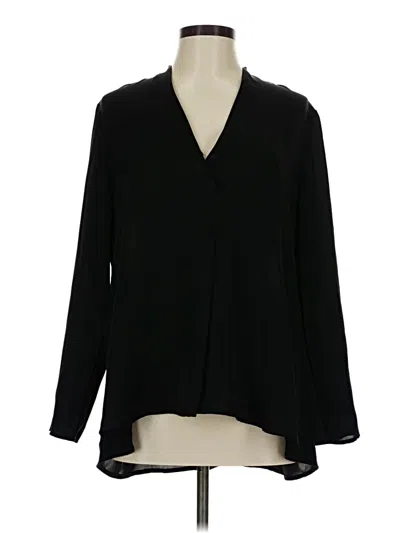 Pre-owned Nic + Zoe Long Sleeve Blouse In Black