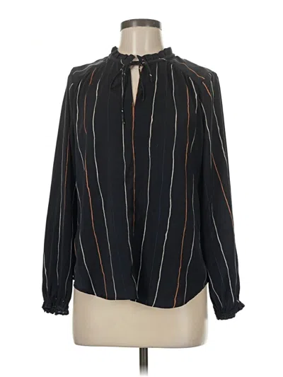 Pre-owned Nic + Zoe Long Sleeve Blouse In Black