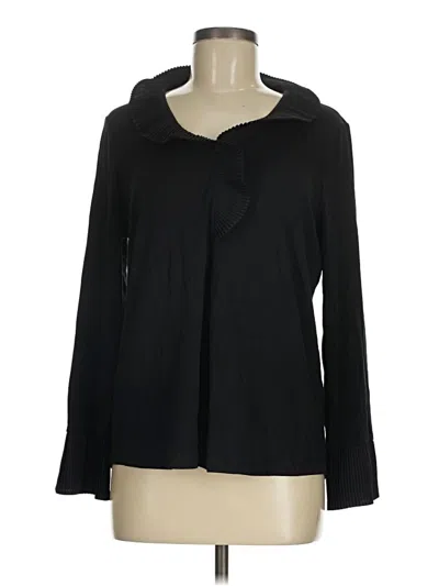 Pre-owned Nic + Zoe Long Sleeve Blouse In Black