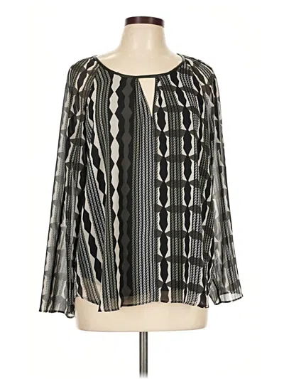 Pre-owned Nic + Zoe Long Sleeve Blouse In Black