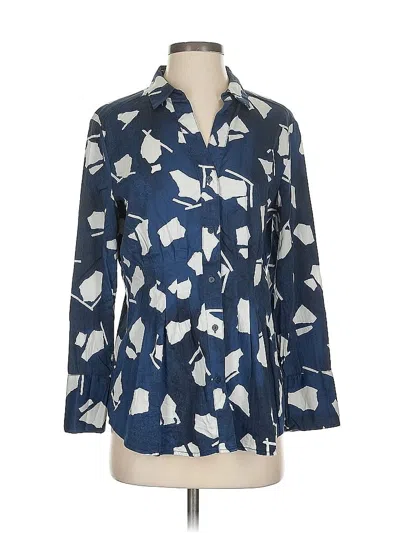 Pre-owned Nic + Zoe Long Sleeve Blouse In Blue