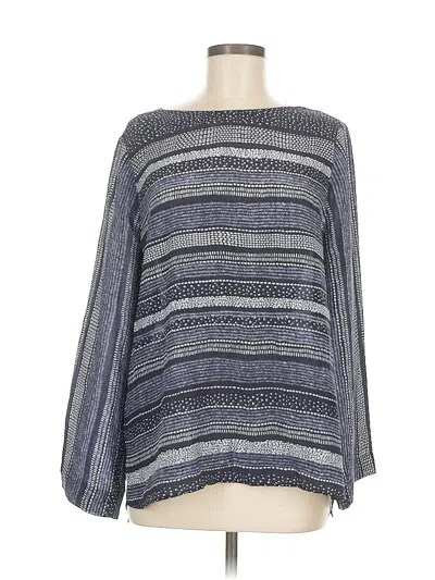 Pre-owned Nic + Zoe Long Sleeve Blouse In Blue