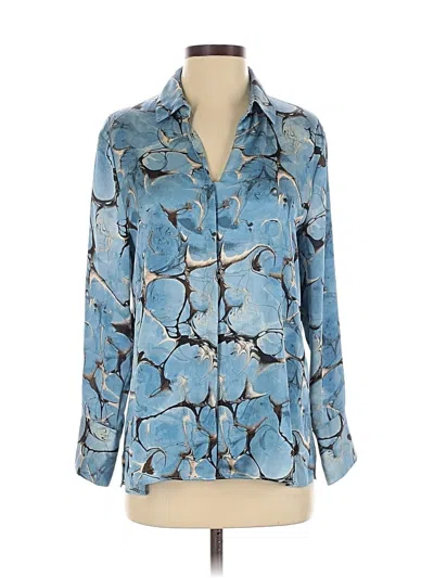 Pre-owned Nic + Zoe Long Sleeve Blouse In Blue