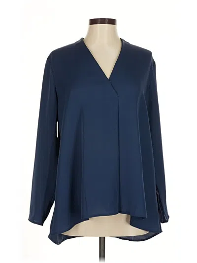 Pre-owned Nic + Zoe Long Sleeve Blouse In Blue
