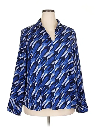 Pre-owned Nic + Zoe Long Sleeve Blouse In Blue