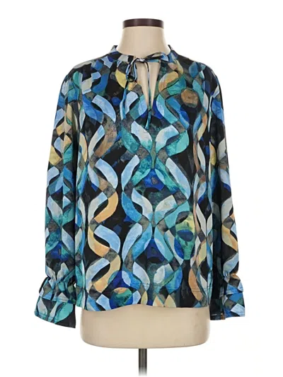 Pre-owned Nic + Zoe Long Sleeve Blouse In Blue