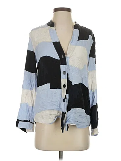 Pre-owned Nic + Zoe Long Sleeve Blouse In Blue