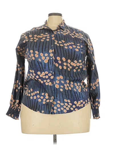 Pre-owned Nic + Zoe Long Sleeve Blouse In Blue