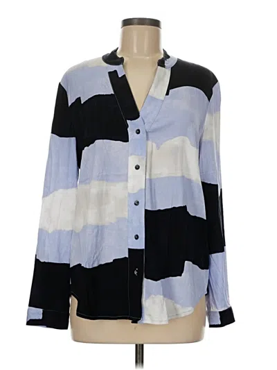 Pre-owned Nic + Zoe Long Sleeve Blouse In Blue