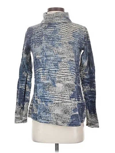 Pre-owned Nic + Zoe Long Sleeve Blouse In Blue