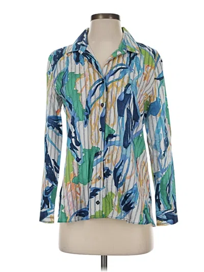 Pre-owned Nic + Zoe Long Sleeve Blouse In Blue