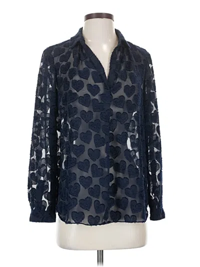 Pre-owned Nic + Zoe Long Sleeve Blouse In Blue