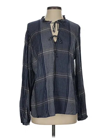 Pre-owned Nic + Zoe Long Sleeve Blouse In Blue