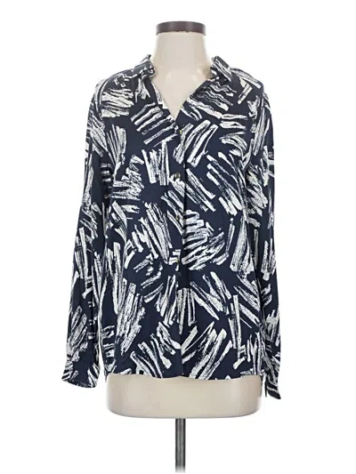 Pre-owned Nic + Zoe Long Sleeve Blouse In Blue
