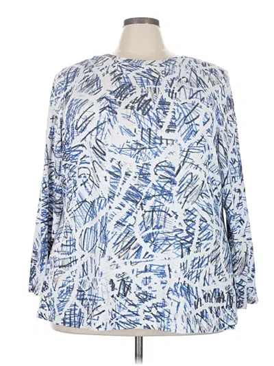 Pre-owned Nic + Zoe Long Sleeve Blouse In Blue