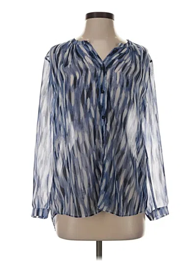 Pre-owned Nic + Zoe Long Sleeve Blouse In Blue
