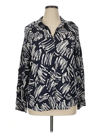 Pre-owned Nic + Zoe Long Sleeve Blouse In Blue