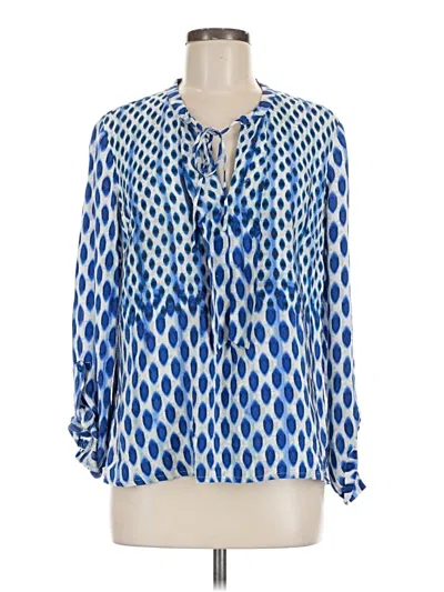 Pre-owned Nic + Zoe Long Sleeve Blouse In Blue