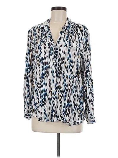 Pre-owned Nic + Zoe Long Sleeve Blouse In Blue