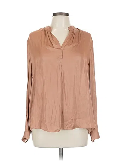 Pre-owned Nic + Zoe Long Sleeve Blouse In Brown