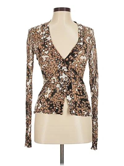 Pre-owned Nic + Zoe Long Sleeve Blouse In Brown