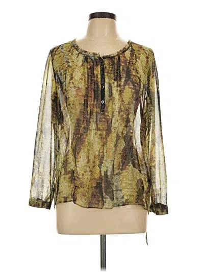 Pre-owned Nic + Zoe Long Sleeve Blouse In Gold