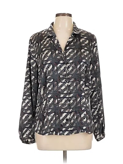 Pre-owned Nic + Zoe Long Sleeve Blouse In Gray