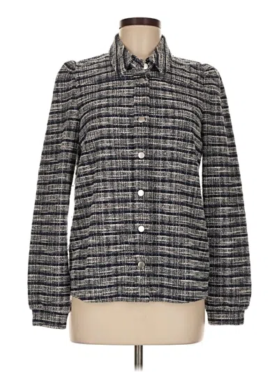 Pre-owned Nic + Zoe Long Sleeve Blouse In Gray