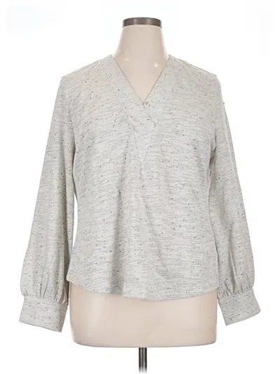Pre-owned Nic + Zoe Long Sleeve Blouse In Gray