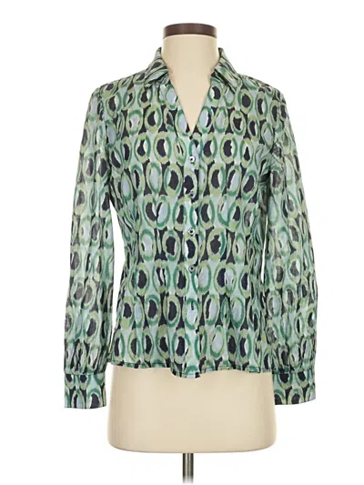 Pre-owned Nic + Zoe Long Sleeve Blouse In Green