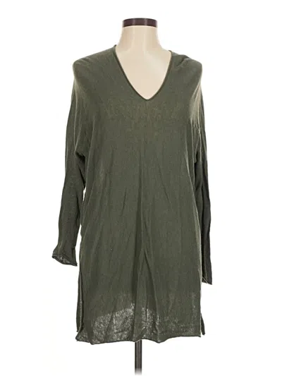 Pre-owned Nic + Zoe Long Sleeve Blouse In Green