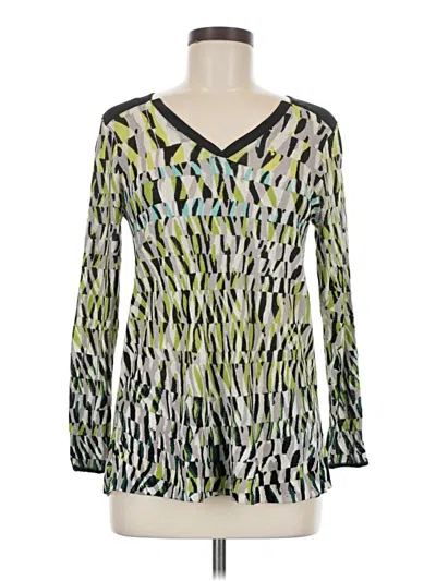 Pre-owned Nic + Zoe Long Sleeve Blouse In Green