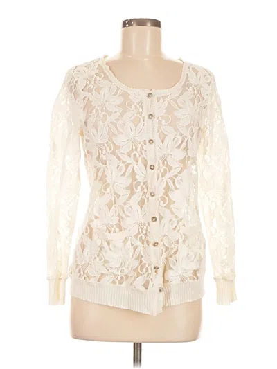 Pre-owned Nic + Zoe Long Sleeve Blouse In Ivory