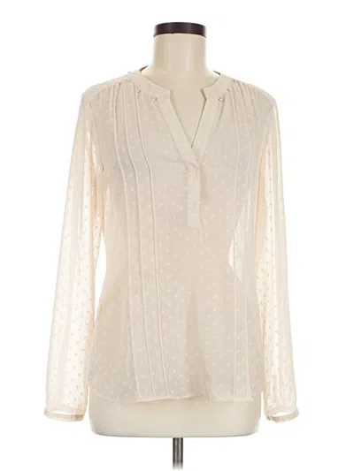 Pre-owned Nic + Zoe Long Sleeve Blouse In Ivory