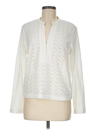 Pre-owned Nic + Zoe Long Sleeve Blouse In Ivory
