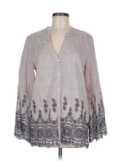 Pre-owned Nic + Zoe Long Sleeve Blouse In Pink