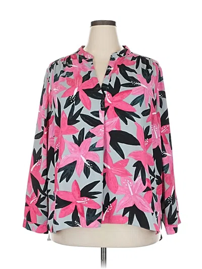 Pre-owned Nic + Zoe Long Sleeve Blouse In Pink
