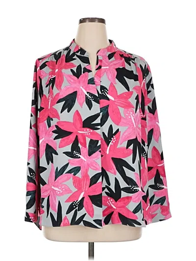 Pre-owned Nic + Zoe Long Sleeve Blouse In Pink