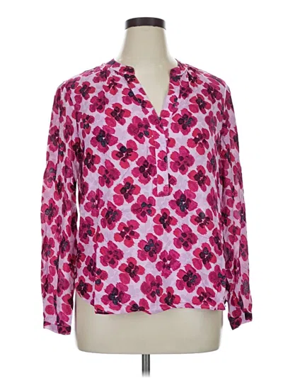Pre-owned Nic + Zoe Long Sleeve Blouse In Pink