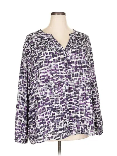 Pre-owned Nic + Zoe Long Sleeve Blouse In Purple