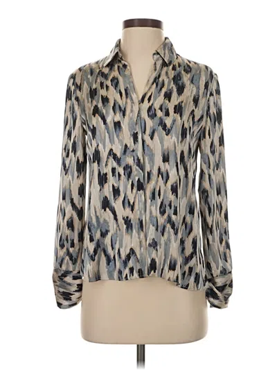 Pre-owned Nic + Zoe Long Sleeve Blouse In Silver