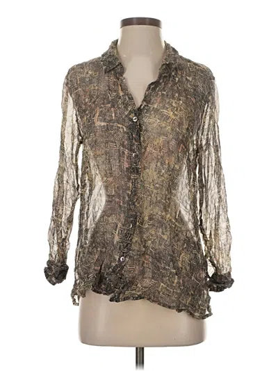Pre-owned Nic + Zoe Long Sleeve Blouse In Silver