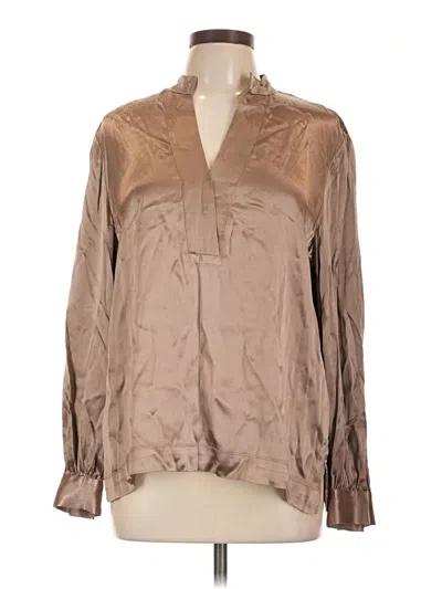 Pre-owned Nic + Zoe Long Sleeve Blouse In Tan
