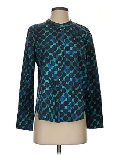 Pre-owned Nic + Zoe Long Sleeve Blouse In Teal