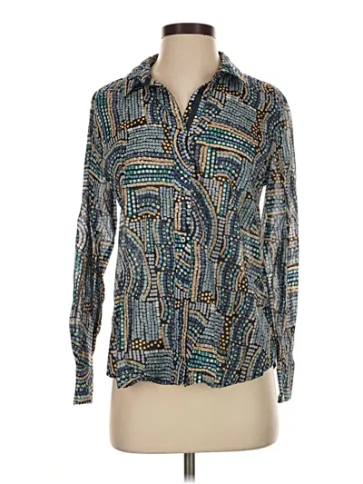 Pre-owned Nic + Zoe Long Sleeve Blouse In Teal