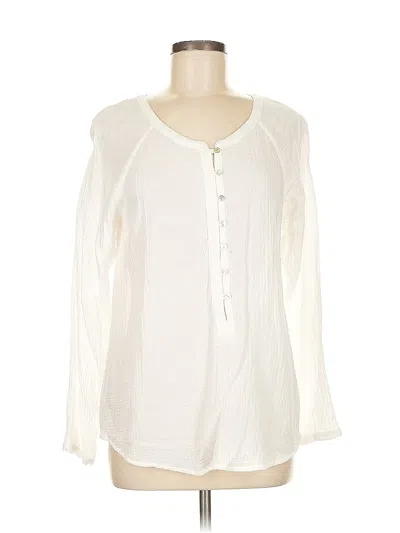 Pre-owned Nic + Zoe Long Sleeve Blouse In White