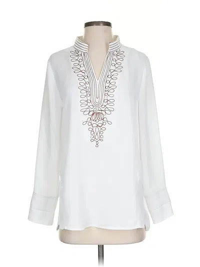 Pre-owned Nic + Zoe Long Sleeve Blouse In White