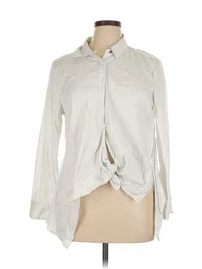 Pre-owned Nic + Zoe Long Sleeve Blouse In White